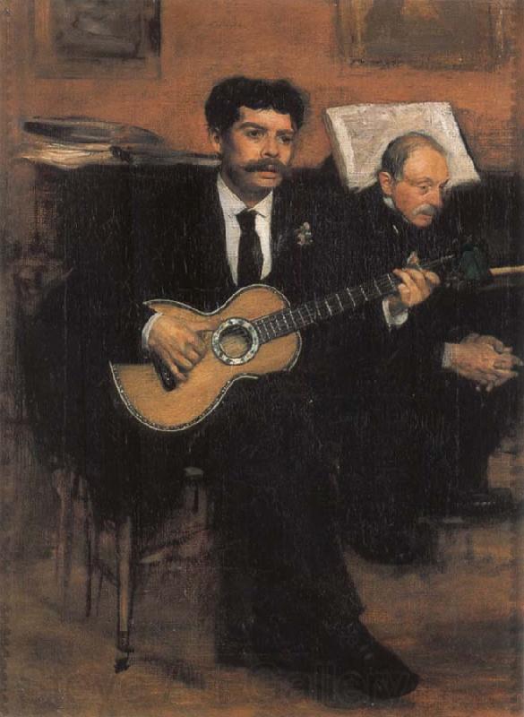 Edgar Degas Lorenzo Pagans Spanish Tenor,and Auguste ge gas,Father of the artist Spain oil painting art